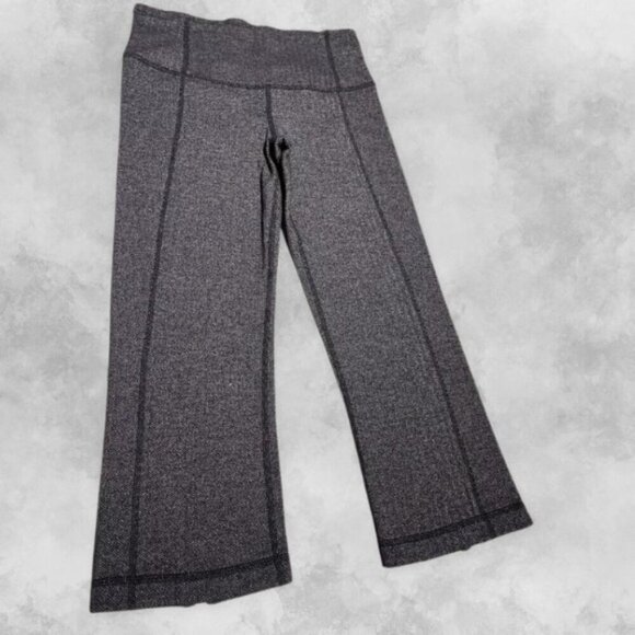 Lululemon Crop Pants Tweed Pattern Elastic Waistband Black Gray Women's US 13.5" - Picture 2 of 7
